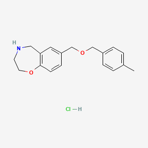 molecular formula C18H22ClNO2 B1451097 7-{[(4-Methylbenzyl)oxy]methyl}-2,3,4,5-tetrahydro-1,4-benzoxazepine hydrochloride CAS No. 1185026-27-0