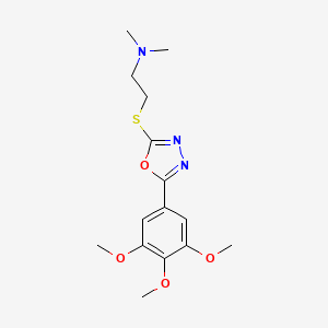 molecular formula C15H21N3O4S B14511115 N,N-dimethyl-2-[[5-(3,4,5-trimethoxyphenyl)-1,3,4-oxadiazol-2-yl]sulfanyl]ethanamine CAS No. 63698-56-6