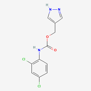 molecular formula C11H9Cl2N3O2 B14511229 Carbamic acid, (2,4-dichlorophenyl)-, 1H-pyrazol-4-ylmethyl ester CAS No. 62775-11-5