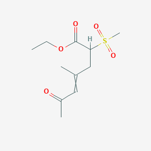 molecular formula C11H18O5S B14511423 Ethyl 2-(methanesulfonyl)-4-methyl-6-oxohept-4-enoate CAS No. 63305-85-1