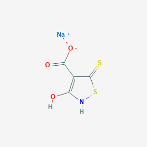 molecular formula C4H2NNaO3S2 B1451144 sodium;3-hydroxy-5-sulfanylidene-2H-1,2-thiazole-4-carboxylate CAS No. 475112-25-5