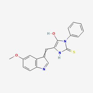 molecular formula C19H15N3O2S B1451145 (5E)-2-Mercapto-5-[(5-methoxy-1H-indol-3-YL)-methylene]-3-phenyl-3,5-dihydro-4H-imidazol-4-one CAS No. 1142201-48-6