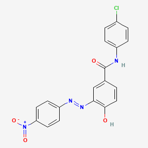 molecular formula C19H13ClN4O4 B14511707 N-(4-Chlorophenyl)-3-[2-(4-nitrophenyl)hydrazinylidene]-4-oxocyclohexa-1,5-diene-1-carboxamide CAS No. 62639-39-8