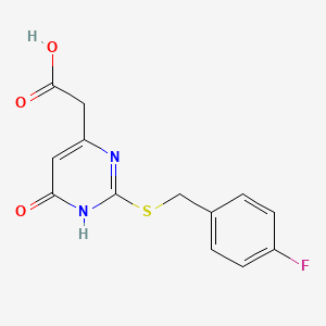 molecular formula C13H11FN2O3S B1451177 (2-[(4-Fluorobenzyl)thio]-6-oxo-1,6-dihydropyrimidin-4-YL)acetic acid CAS No. 1105191-38-5