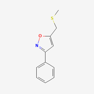 molecular formula C11H11NOS B14511846 Isoxazole, 5-[(methylthio)methyl]-3-phenyl- CAS No. 62679-05-4