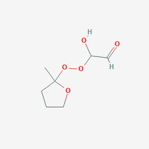 molecular formula C7H12O5 B14511854 Hydroxy[(2-methyloxolan-2-yl)peroxy]acetaldehyde CAS No. 63045-67-0