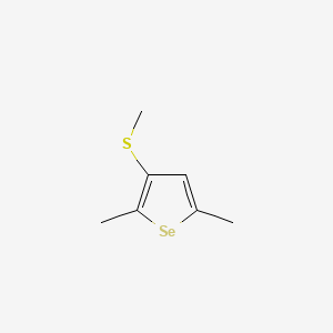 molecular formula C7H10SSe B14511879 Selenophene, 2,5-dimethyl-3-(methylthiol)- CAS No. 63394-81-0