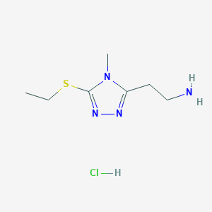 molecular formula C7H15ClN4S B1451203 2-(5-Ethylsulfanyl-4-methyl-4H-[1,2,4]triazol-3-YL)-ethylamine hydrochloride CAS No. 1185293-14-4