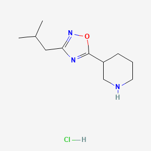 molecular formula C11H20ClN3O B1451205 3-(3-Isobutyl-1,2,4-oxadiazol-5-yl)piperidine hydrochloride CAS No. 1185302-77-5