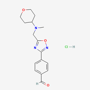 molecular formula C16H20ClN3O3 B1451211 4-(5-{[methyl(tetrahydro-2H-pyran-4-yl)amino]methyl}-1,2,4-oxadiazol-3-yl)benzaldehyde hydrochloride CAS No. 1185294-57-8