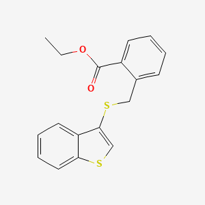 molecular formula C18H16O2S2 B14512185 Ethyl 2-{[(1-benzothiophen-3-yl)sulfanyl]methyl}benzoate CAS No. 62688-24-8