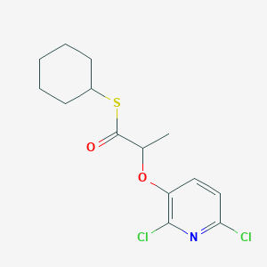 molecular formula C14H17Cl2NO2S B14512204 S-Cyclohexyl 2-[(2,6-dichloropyridin-3-yl)oxy]propanethioate CAS No. 62805-30-5