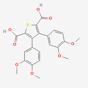 molecular formula C22H20O8S B14512239 2,5-Thiophenedicarboxylic acid, 3,4-bis(3,4-dimethoxyphenyl)- CAS No. 62497-29-4