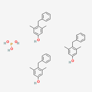 molecular formula C45H51O6P B14512290 Phosphorous acid--4-benzyl-3,5-dimethylphenol (1/3) CAS No. 62577-82-6