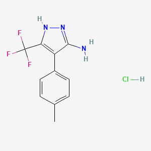 molecular formula C11H11ClF3N3 B1451244 4-(p-tolyl)-3-(trifluoromethyl)-1H-pyrazol-5-amine hydrochloride CAS No. 1238864-82-8
