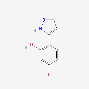 molecular formula C9H7FN2O B1451283 5-Fluoro-2-(1H-pyrazol-5-yl)phenol CAS No. 929903-46-8