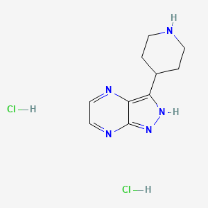 molecular formula C10H15Cl2N5 B1451315 3-哌啶-4-基-1H-吡唑并[3,4-b]吡嗪二盐酸盐 CAS No. 1185112-92-8