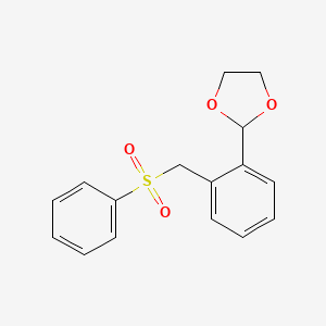 molecular formula C16H16O4S B1451345 2-[2-(Phenylsulfonylmethyl)phenyl]-1,3-dioxolane CAS No. 226089-80-1