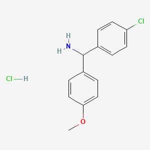 molecular formula C14H15Cl2NO B1451357 1-(4-Chlorophenyl)-1-(4-methoxyphenyl)methylamine hydrochloride CAS No. 856355-54-9