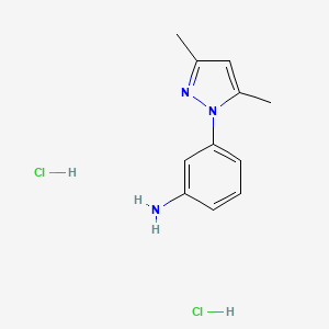 molecular formula C11H15Cl2N3 B1451371 3-(3,5-Dimethyl-1H-pyrazol-1-yl)phenyl]aminedihydrochloride CAS No. 1185295-27-5
