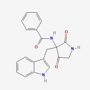 molecular formula C20H17N3O3 B14513779 Benzamide, N-[3-(1H-indol-3-ylmethyl)-2,4-dioxo-3-pyrrolidinyl]- CAS No. 63607-37-4
