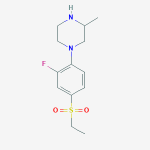 molecular formula C13H19FN2O2S B1451378 1-[4-(乙基磺酰)-2-氟苯基]-3-甲基哌嗪 CAS No. 1000339-75-2
