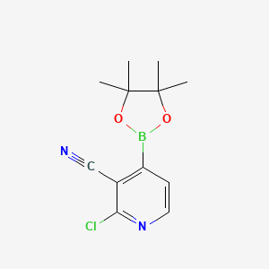 molecular formula C12H14BClN2O2 B1451384 2-Chloro-4-(4,4,5,5-tetramethyl-1,3,2-dioxaborolan-2-yl)nicotinonitrile CAS No. 878194-94-6