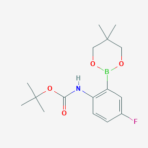 molecular formula C16H23BFNO4 B1451390 tert-butyl N-[2-(5,5-dimethyl-1,3,2-dioxaborinan-2-yl)-4-fluorophenyl]carbamate CAS No. 1218791-08-2