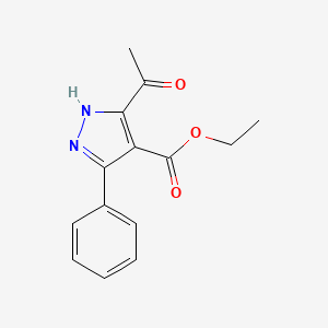 molecular formula C14H14N2O3 B14514371 ethyl 5-acetyl-3-phenyl-1H-pyrazole-4-carboxylate CAS No. 62538-29-8