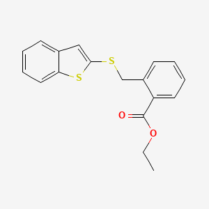 molecular formula C18H16O2S2 B14514376 Ethyl 2-{[(1-benzothiophen-2-yl)sulfanyl]methyl}benzoate CAS No. 62716-05-6