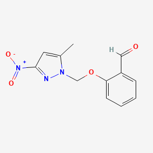 molecular formula C12H11N3O4 B1451444 2-[(5-methyl-3-nitro-1H-pyrazol-1-yl)methoxy]benzaldehyde CAS No. 1177343-92-8