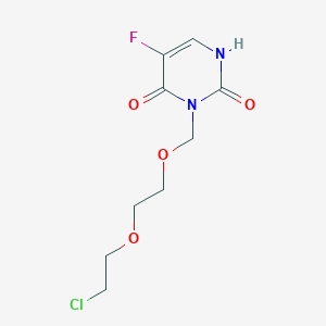 molecular formula C9H12ClFN2O4 B145145 2,4(1H,3H)-Pyrimidinedione, 3-((2-(2-chloroethoxy)ethoxy)methyl)-5-fluoro- CAS No. 139593-10-5