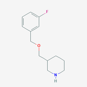 molecular formula C13H18FNO B1451523 3-{[(3-Fluorobenzyl)oxy]methyl}piperidine CAS No. 946665-40-3