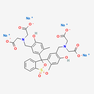molecular formula C31H28N2Na4O13S B14515294 Glycine, N,N'-((1,1-dioxido-3H-2,1-benzoxathiol-3-ylidene)bis((6-hydroxy-4-methyl-3,1-phenylene)methylene))bis(N-(carboxymethyl)-, tetrasodium salt CAS No. 62698-59-3