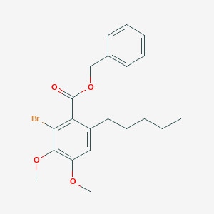 molecular formula C21H25BrO4 B14515389 Benzyl 2-bromo-3,4-dimethoxy-6-pentylbenzoate CAS No. 63529-48-6