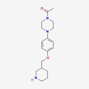 molecular formula C18H27N3O2 B1451543 1-{4-[4-(3-Piperidinylmethoxy)phenyl]-1-piperazinyl}-1-ethanone CAS No. 946758-35-6