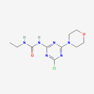 molecular formula C10H15ClN6O2 B14515471 N-[4-Chloro-6-(morpholin-4-yl)-1,3,5-triazin-2-yl]-N'-ethylurea CAS No. 62984-83-2
