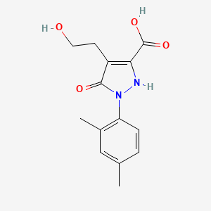 molecular formula C14H16N2O4 B1451557 1-(2,4-二甲基苯基)-4-(2-羟乙基)-5-氧代-2,5-二氢-1H-吡唑-3-羧酸 CAS No. 1204297-67-5