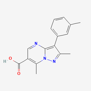 molecular formula C16H15N3O2 B1451560 2,7-Dimethyl-3-(3-methylphenyl)pyrazolo[1,5-a]pyrimidine-6-carboxylic acid CAS No. 1029792-66-2