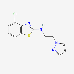 molecular formula C12H11ClN4S B1451561 4-氯-N-[2-(1H-吡唑-1-基)乙基]-1,3-苯并噻唑-2-胺 CAS No. 1177299-27-2