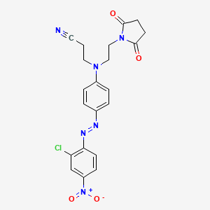 molecular formula C21H19ClN6O4 B14515612 Propanenitrile, 3-((4-((2-chloro-4-nitrophenyl)azo)phenyl)(2-(2,5-dioxo-1-pyrrolidinyl)ethyl)amino)- CAS No. 63467-27-6