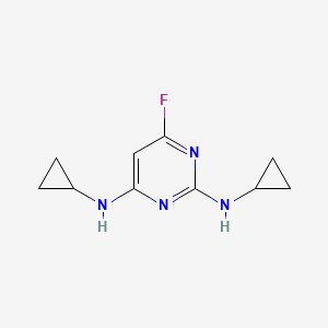 molecular formula C10H13FN4 B14515913 N~2~,N~4~-Dicyclopropyl-6-fluoropyrimidine-2,4-diamine CAS No. 62825-76-7