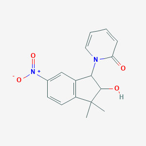molecular formula C16H16N2O4 B145160 1-(2-Hydroxy-3,3-dimethyl-6-nitro-1,2-dihydroinden-1-yl)pyridin-2-one CAS No. 131406-69-4
