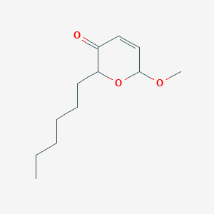 molecular formula C12H20O3 B14516175 2-Hexyl-6-methoxy-2H-pyran-3(6H)-one CAS No. 62644-56-8
