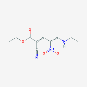 molecular formula C10H13N3O4 B14516307 Ethyl 2-cyano-5-(ethylamino)-4-nitropenta-2,4-dienoate CAS No. 62519-18-0