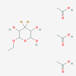 molecular formula C13H24Br2O11 B14516312 Acetic acid;4,4-dibromo-6-ethoxyoxane-2,3,5-triol CAS No. 62829-08-7