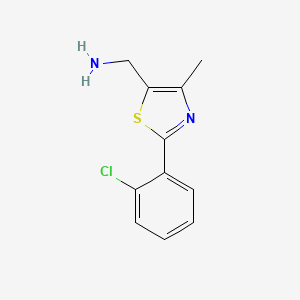 molecular formula C11H11ClN2S B1451656 {[2-(2-Chlorophenyl)-4-methyl-1,3-thiazol-5-yl]methyl}amine CAS No. 1082119-61-6