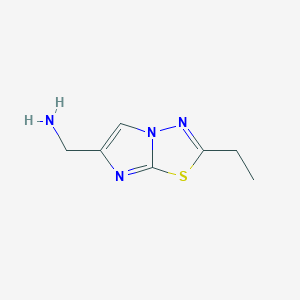molecular formula C7H10N4S B1451677 [(2-Ethylimidazo[2,1-b][1,3,4]thiadiazol-6-yl)methyl]amine dihydrochloride CAS No. 1177482-04-0