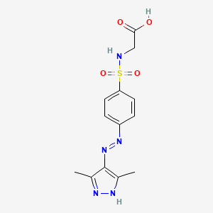molecular formula C13H15N5O4S B14516851 N-{4-[2-(3,5-Dimethyl-4H-pyrazol-4-ylidene)hydrazinyl]benzene-1-sulfonyl}glycine CAS No. 62383-35-1