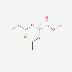 molecular formula C9H14O4 B14516950 Methyl 2-(propanoyloxy)pent-3-enoate CAS No. 62946-65-0